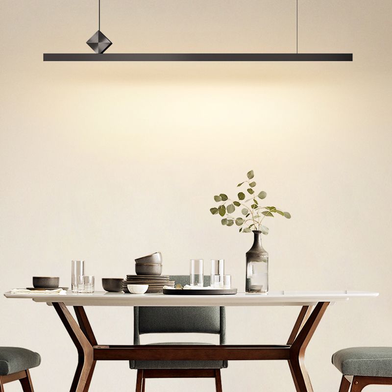 Modern Metal Pendant Lighting Linear Shape Hanging Light with Acrylic Shade in Black