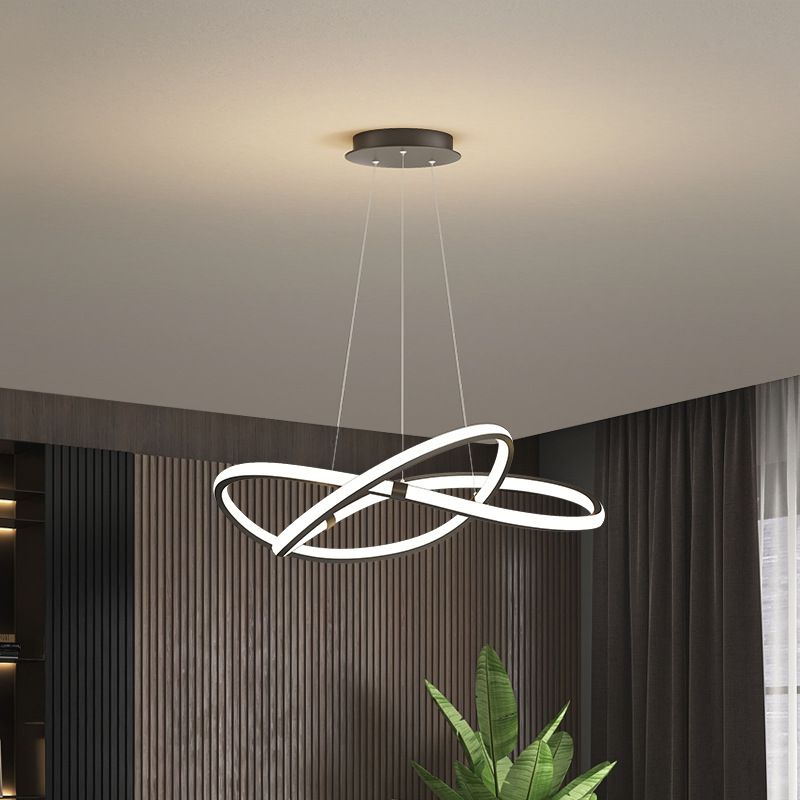 Ultra-modern Twist Chandelier Metal Pendant Light with Round Canopy for Living Room