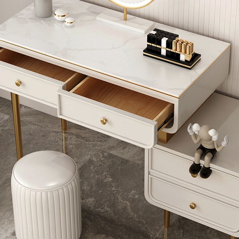 Glam Slate Top Make-up Vanity 4 Drawer Vanity Desk for Bedroom