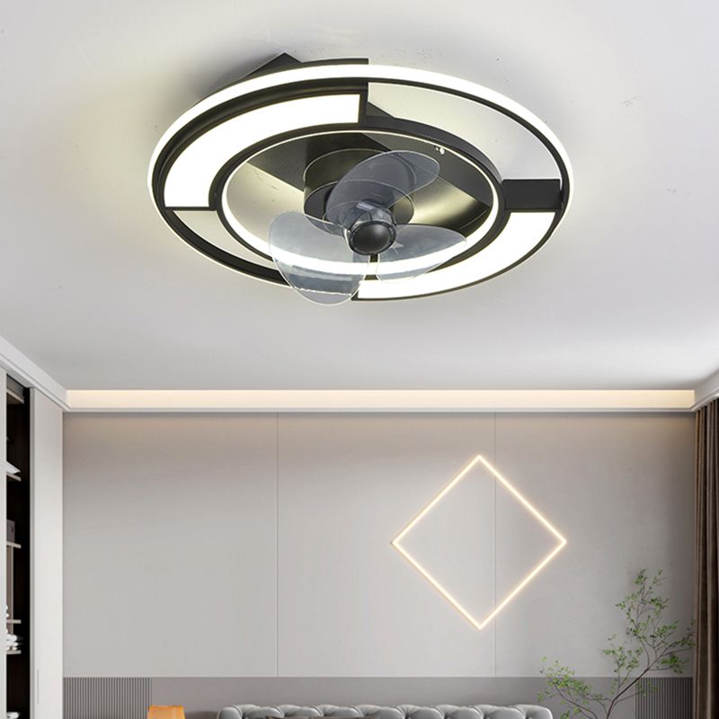 Lámpara de ventilador LED geométrico moderno de 360 grados de semi flush de montaje de montaje con rubor