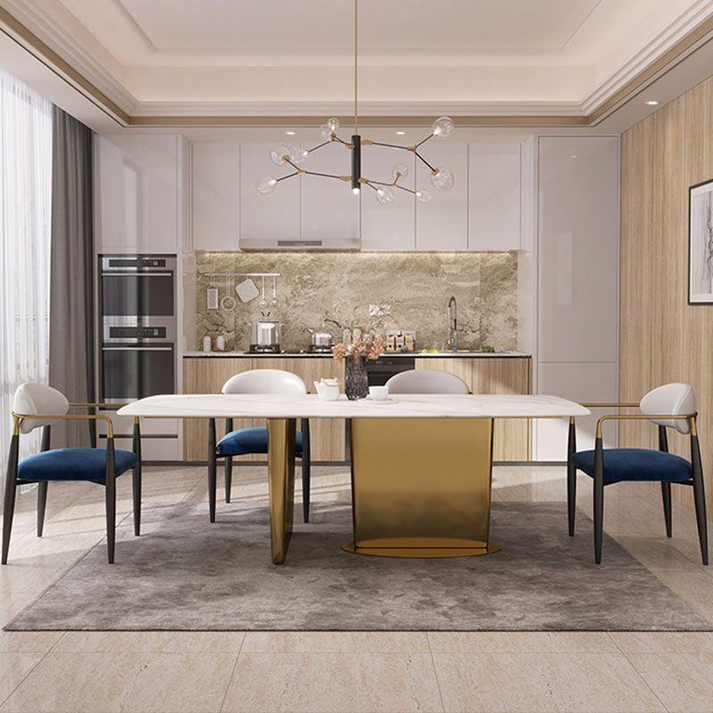 Modern Style Arm Chair Open Back Dining Chair with Metal Legs