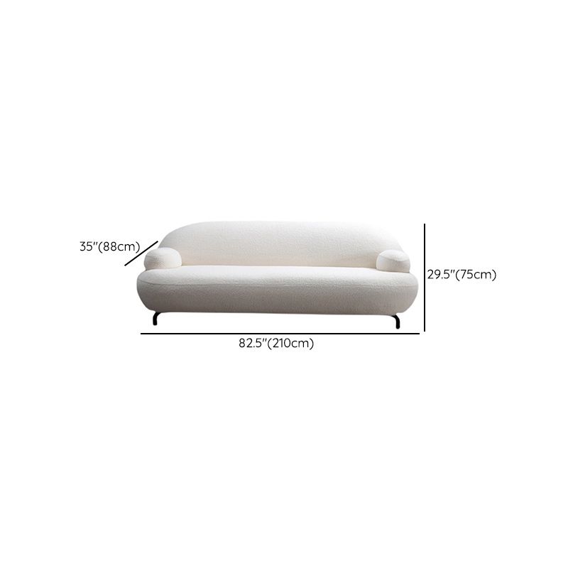 Recessed Arm Sofa Contemporary Wool 29.52-Inch High Sofa in Whit