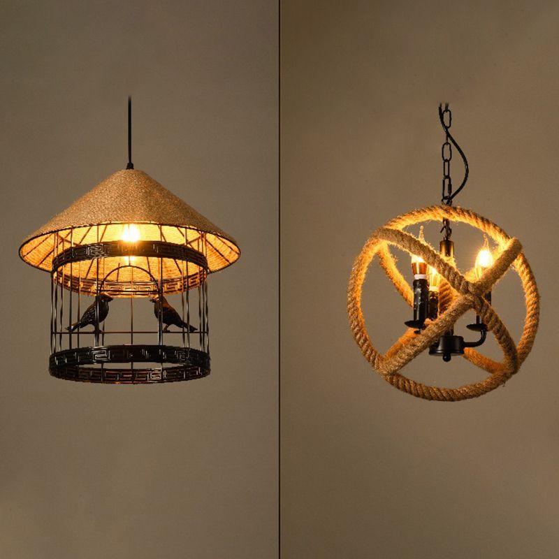 Industrieel touw koord commerciële hanglampverlichting metalen hanger verlichtingsarmaturen voor woonkamer