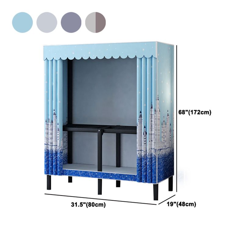 Contemporary Style Folding Wardrobe Armoire Steel Frame Wardrobe Cabinet for Home