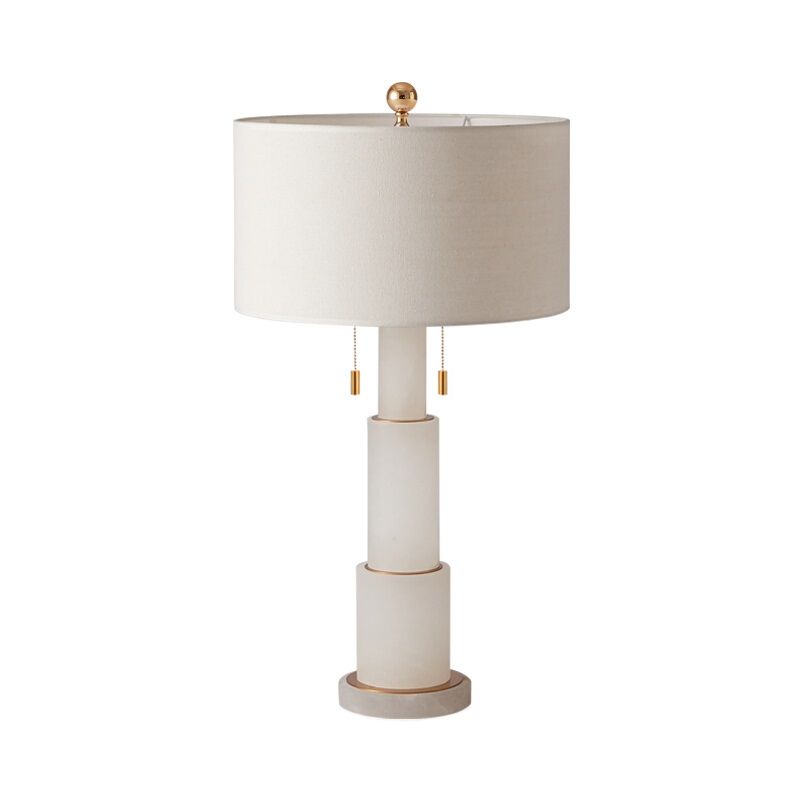 Lampe de nuit en marbre à 3 niveaux minimaliste 1 ampoule noire / blanche-chaîne de table de chaîne lumineuse avec ombre de tissu de tambour