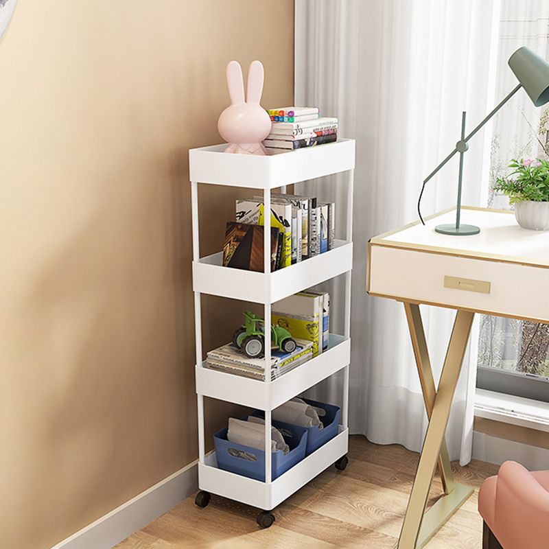 Modern Plastic Bookcase, White, Bookshelf for Any Room, 16" L