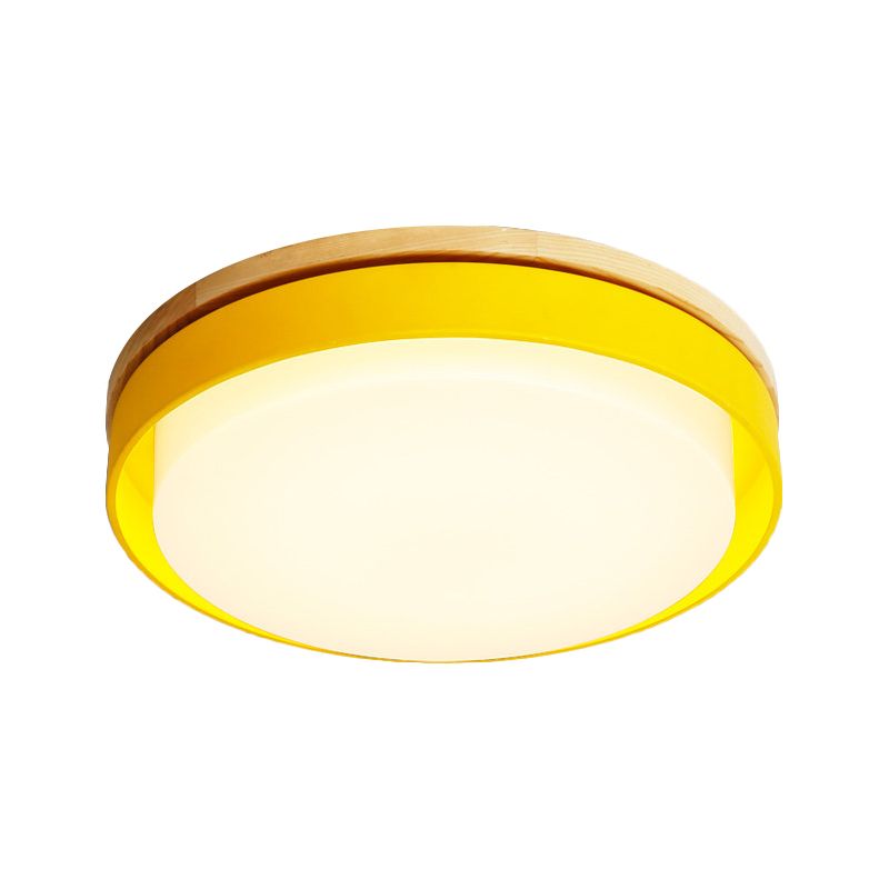 Iluminación empotrada redonda azul/blanca/amarilla, montaje empotrado de techo Led de metal macarrón nórdico con pantalla acrílica, 12"/18,5" W