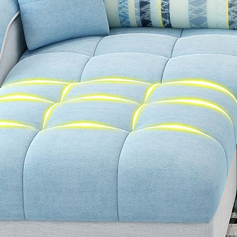 Sloped Arms Faux Leather and Cotton Blend Sectionals Sofa for Four People