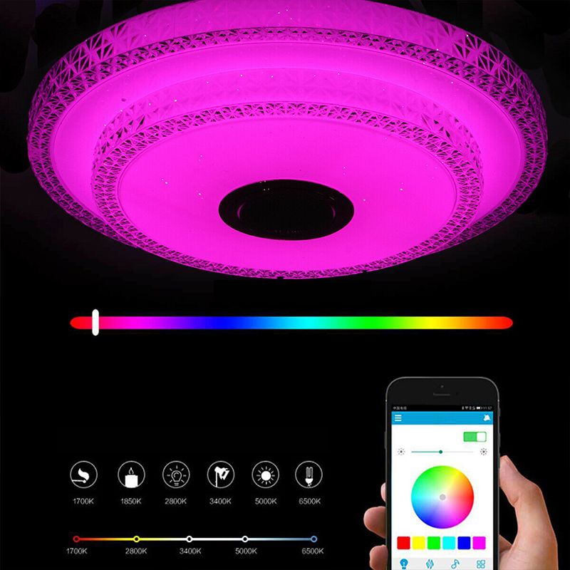 Lámpara de techo inteligente de forma redonda, hierro moderno, 1 luz, montaje empotrado para dormitorio