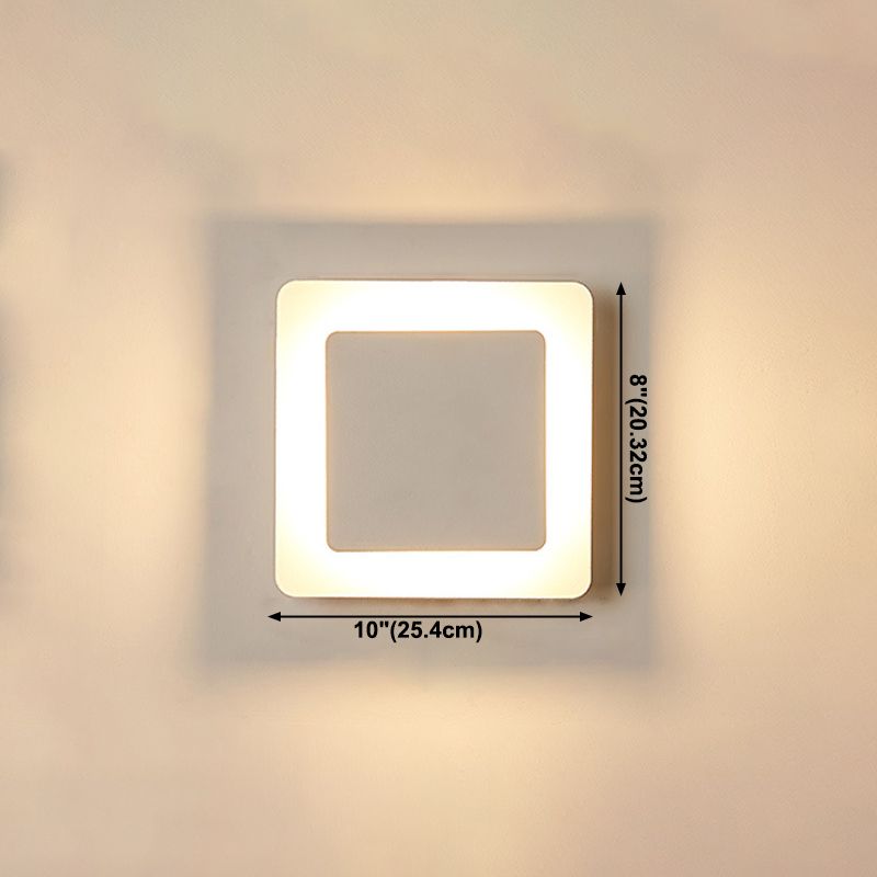 1-Light Geometric Shade Wall Sconce Modern Simple Style LED Wall Lighting in White