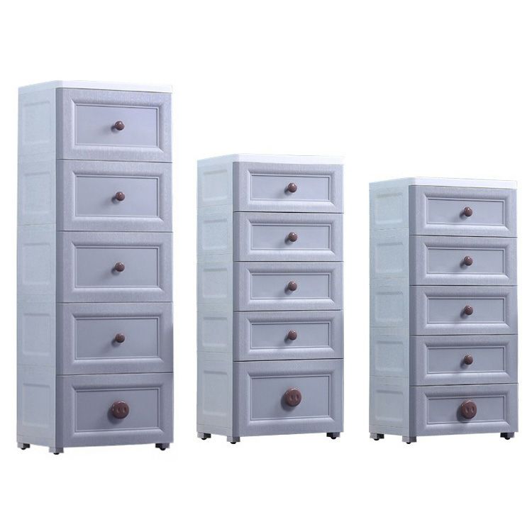Plastic 5-drawer Storage Cabinet Modern Wardrobe Armoire with Legs