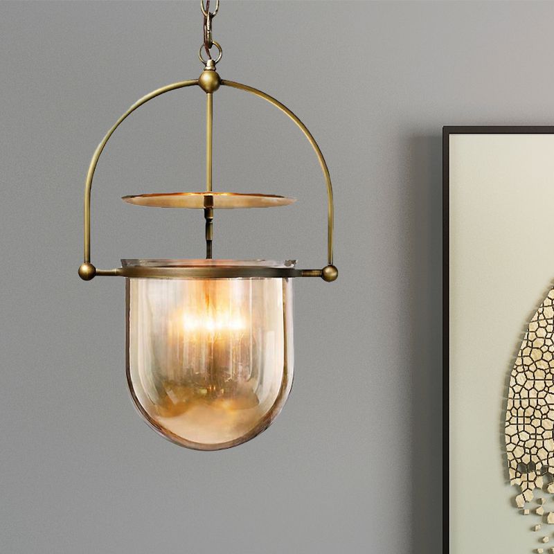 Dome Glass Shade Pendant Light Modern Metal 3 LICTES