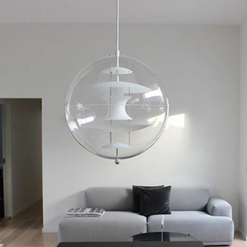 Clear Ball Shade Hanging Light Modern Pendent Lighting Fixture for Drawing Room