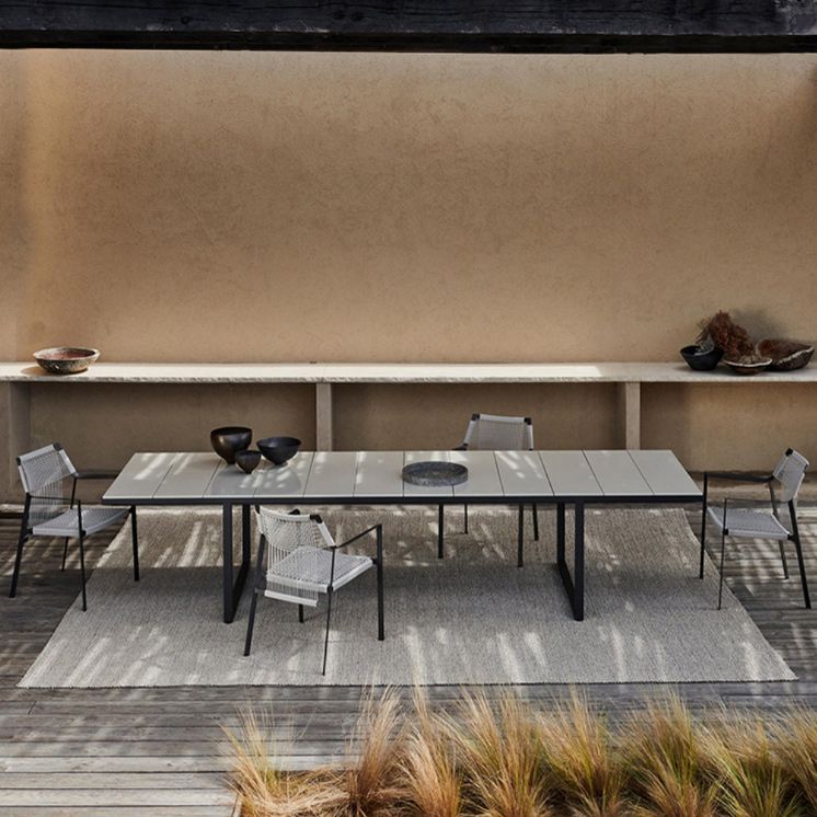 Industrial Outdoors Dining Chairs with Rattan Back and Aluminum Base