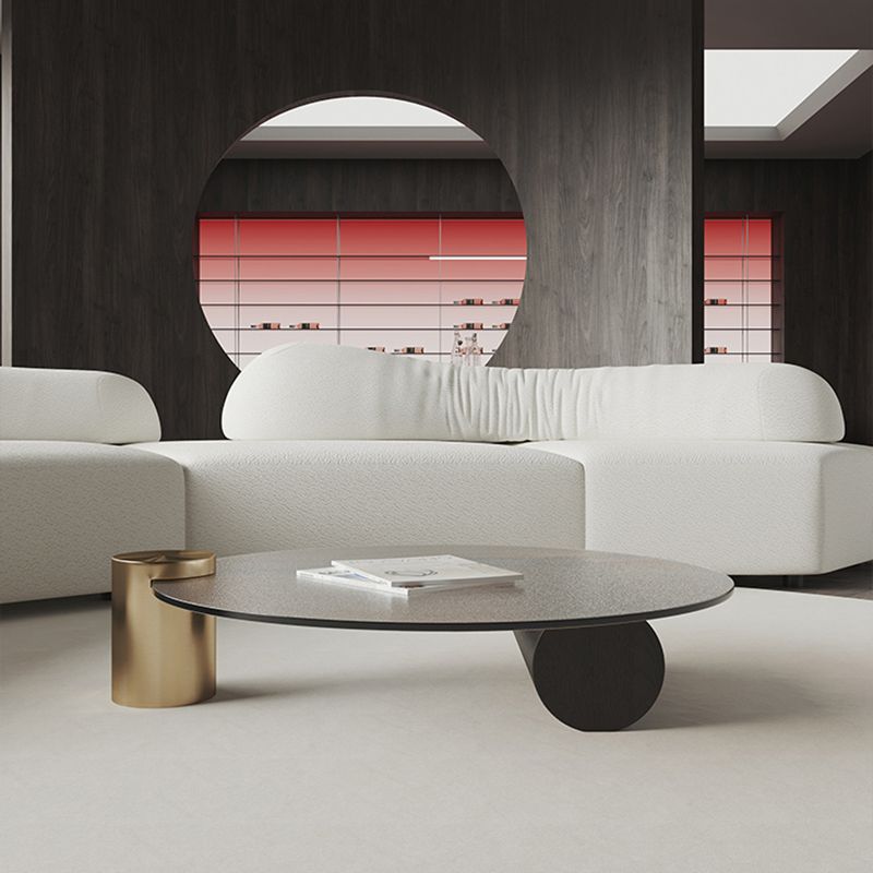 Round Glass Coffee Table 2 Legs Tropical Single Coffee Table