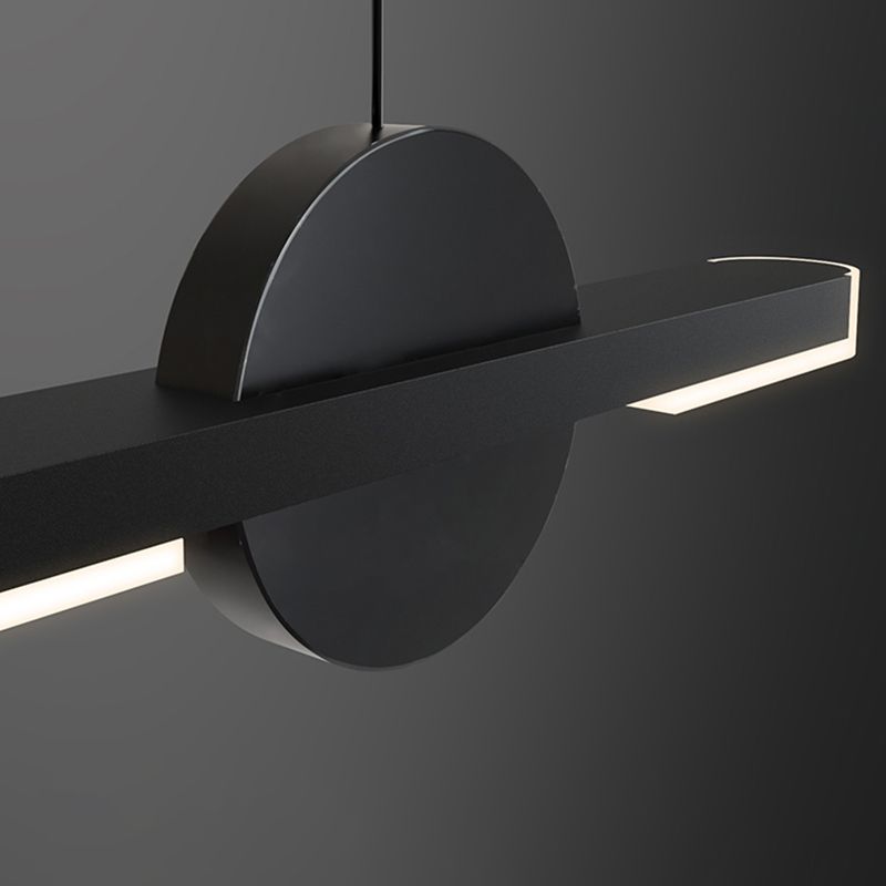 Linear LED Modern Ceiling Pendant Fixture Aluminum Kitchen Island Light in Dark Black
