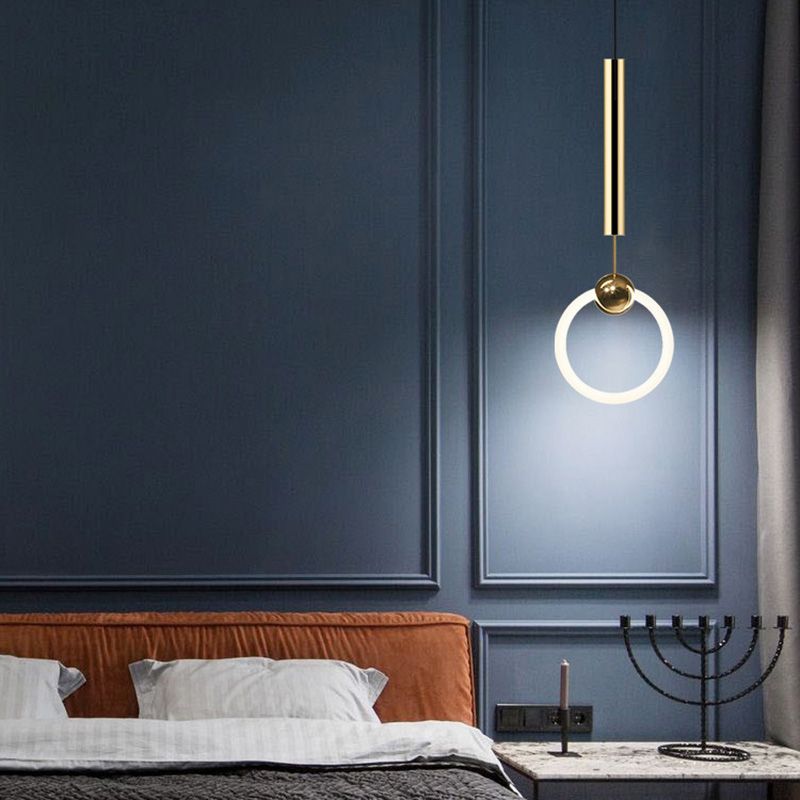 Geometric Metal Pendant Light Kit Simplicity Style LED Gold Hanging Ceiling Light