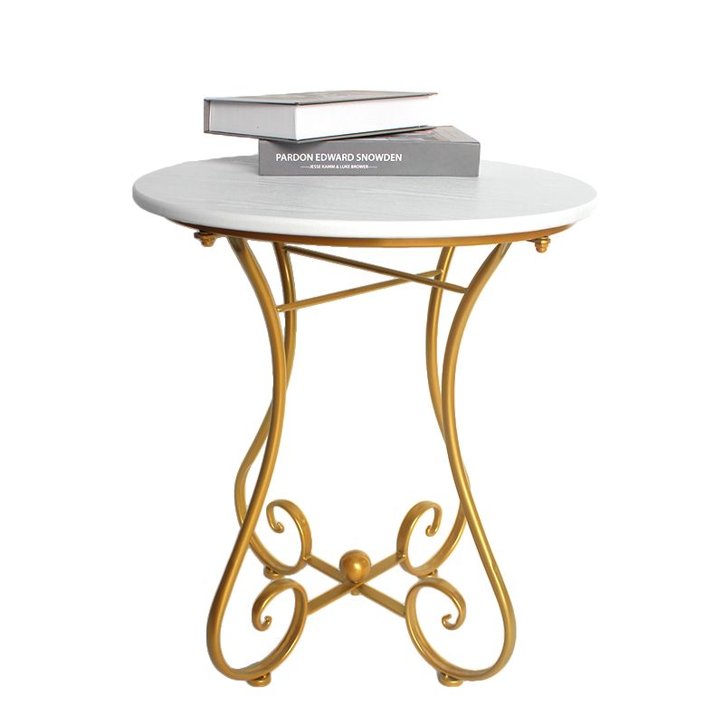 Round Wood X-base Side Table Modern Minimalist End Table for Living Room