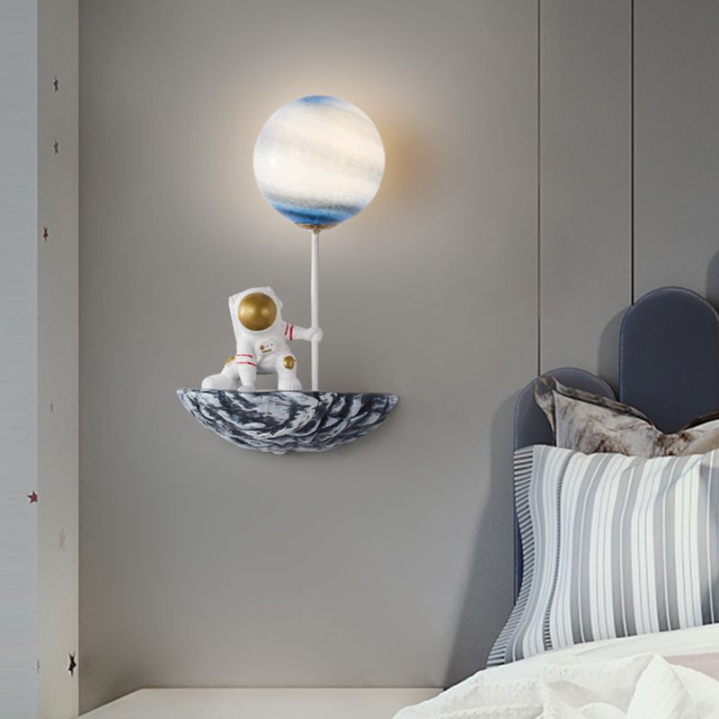 Modern Style Wall Mount Light 1-Light Spherical with Resin for Bedroom