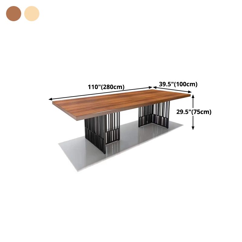Metal Industrial Rectangle Dining Table Wood Top Indoor Table for Home