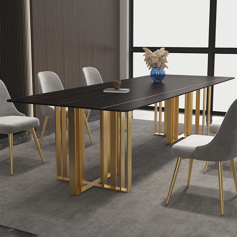 Industrial Style Dining Table Sintered Stone Rectangle Table for Dining Room
