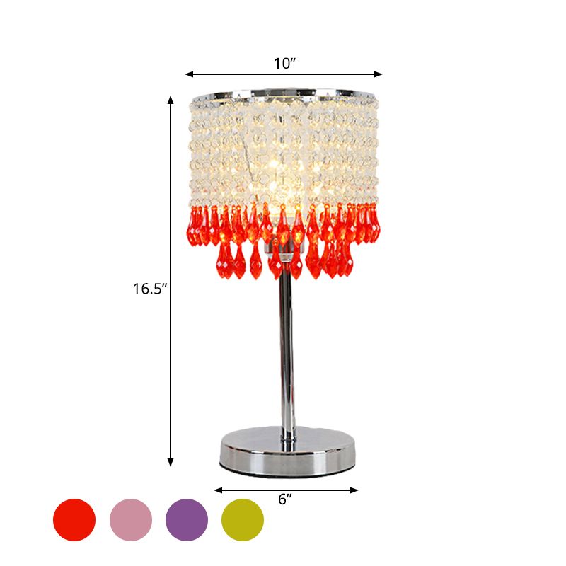 Crystal perled rouge / rose / violet lampe 2 niveaux Pichet à pain de nuit moderniste simple