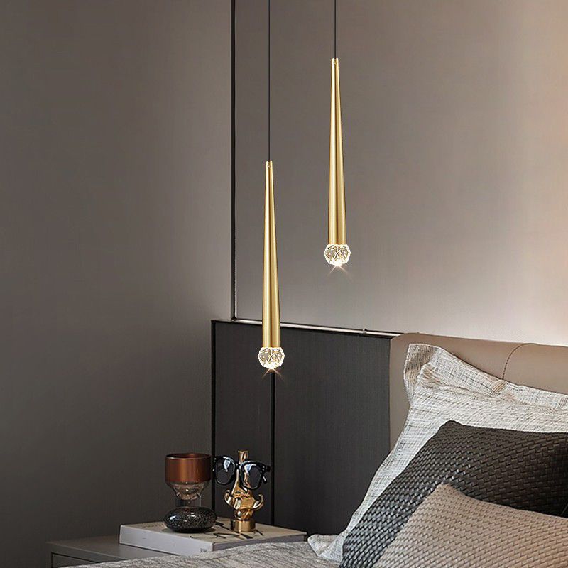 Crystal modern pendant Light 1-Light Cone Plafond Lightture pour chambre à coucher