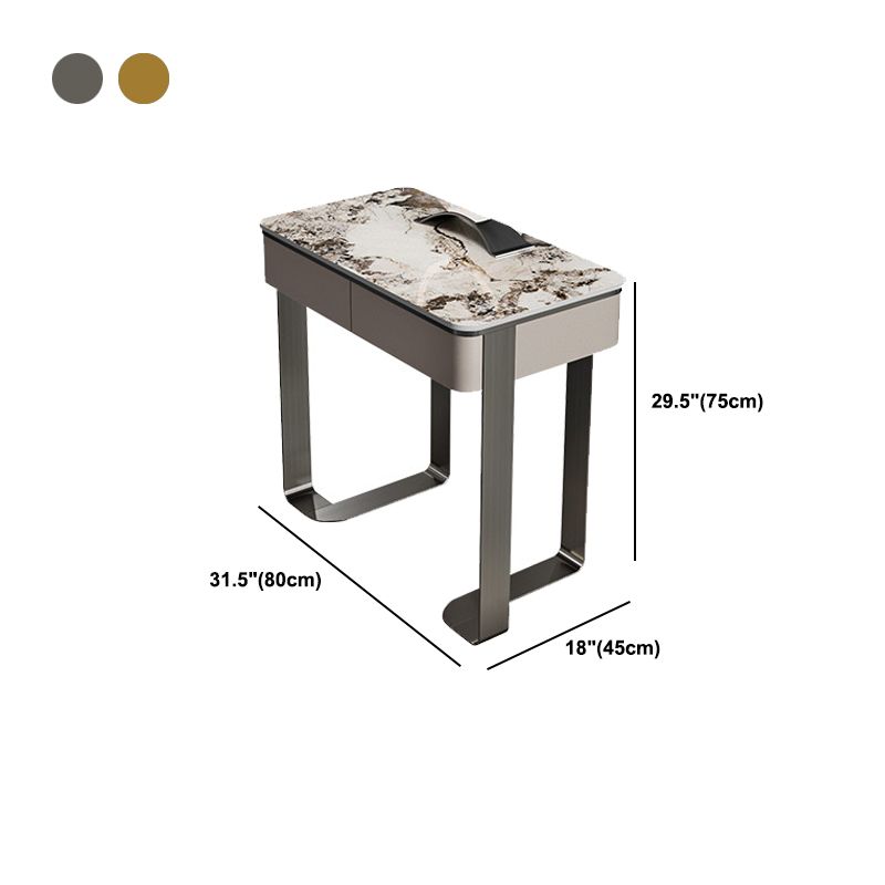 2 Drawers 29.52" High Vanity Set with Stool Stone Top Dressing Table