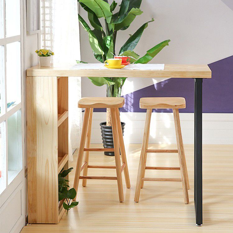 Luxury Rectangle Solid Wood Bar Table Set 1/2/3 Pieces Counter Table with Backless Stools