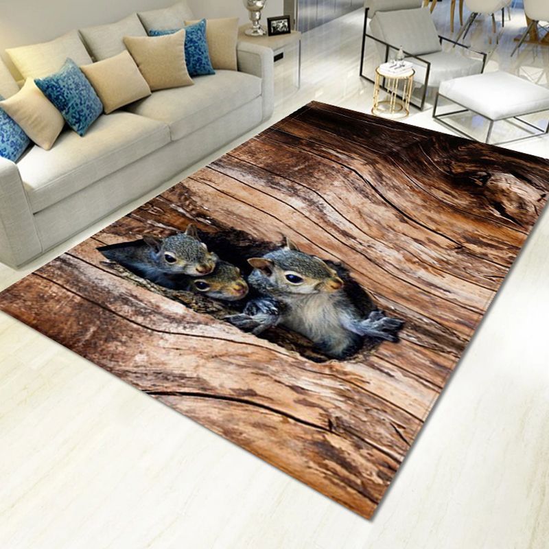 Green Modern Carpet Polyester Tree Carpet Non-Slip Backing Carpet for Home Decor