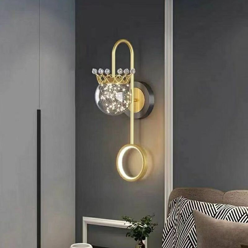 Light Luxury Style Aluminum Wall Light Glass Shade LED Wall Lamp for Bedroom