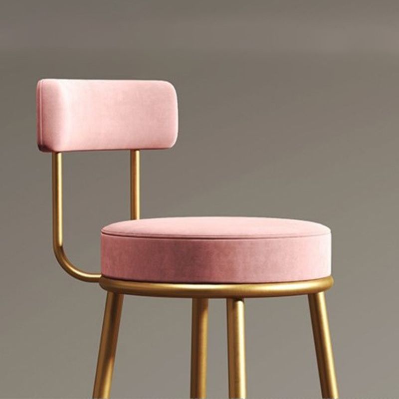 Glam Style Bar Stool Upholstered Bar Stools for Dining Room with Gold Frame
