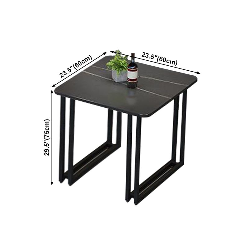 Sintered Stone Dining Table Black Industrial Style Dining Table with Metal Base
