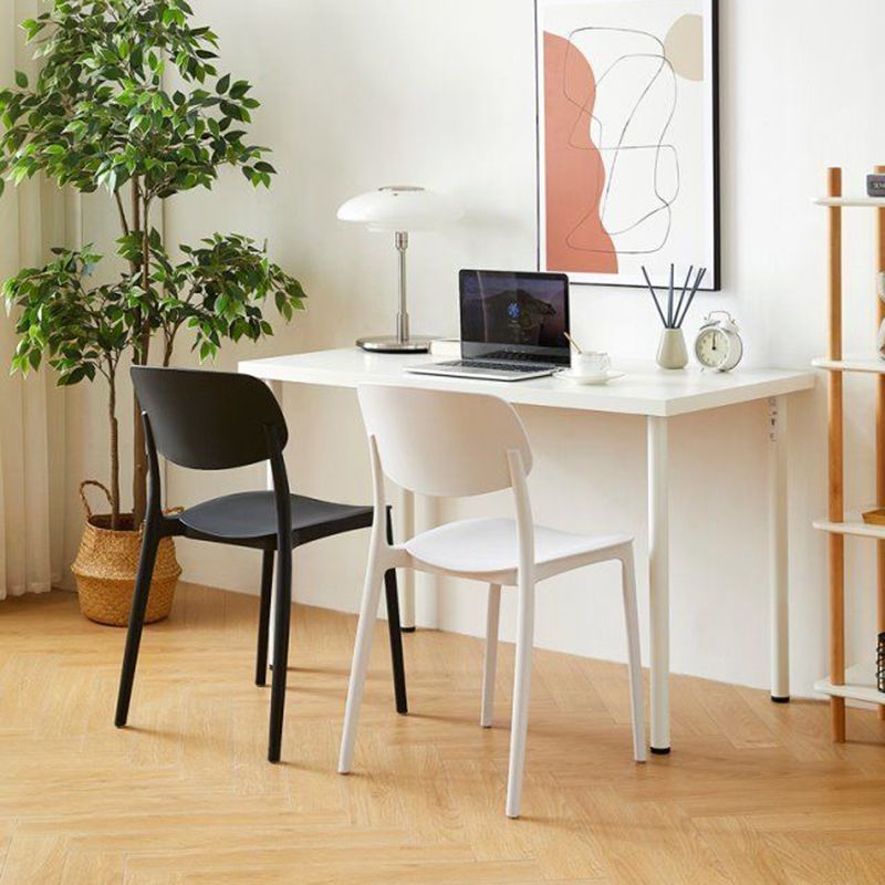 Scandinavian Open Back Dining Chairs Plastic Armless Dining Side Chair