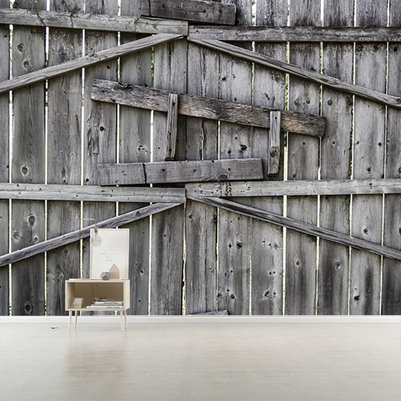 3D Mural Industrial Style Wood Grain Mural Mildew Resistant Decorative Wall Art