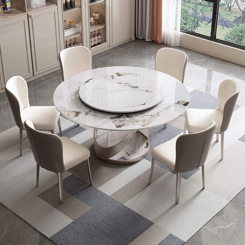 Stone Top Dining Table Round Modern Dining Table with Pedestal Base