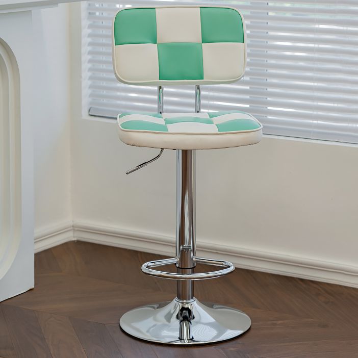 Contemporary Adjustable Height Swivel Upholstered Bar Stool with Footrest