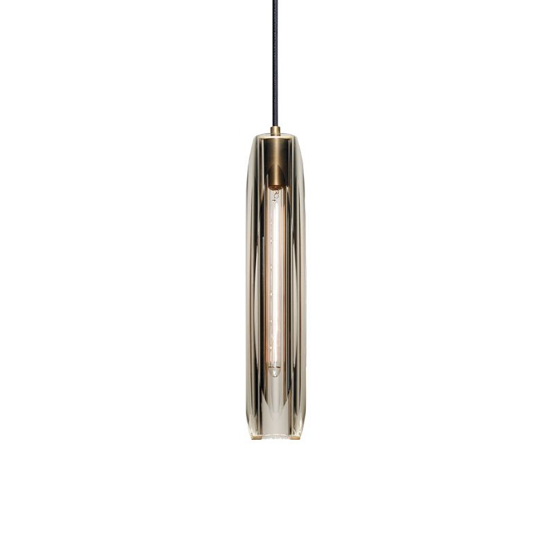 Modern Minimalist Cylindrical Shape Pendant Light Crystal Clear Suspension Light for Living Room