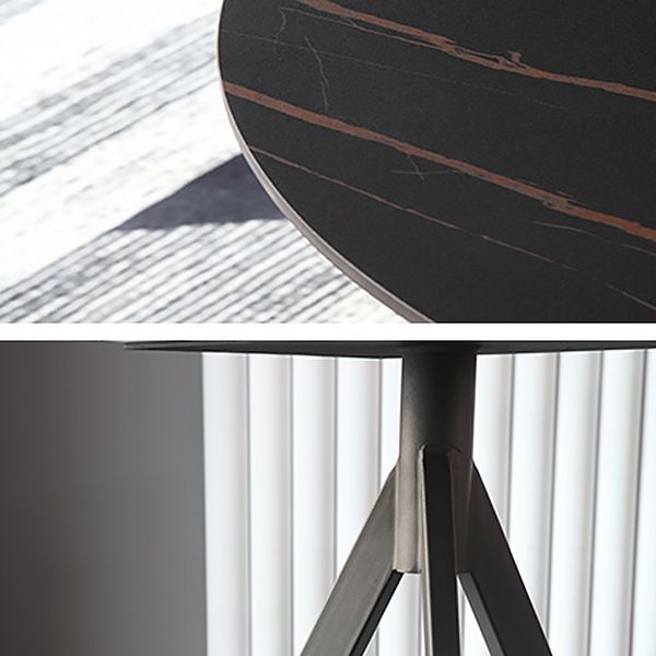 Moderne stijl gesinterde stenen eettafel zwarte ronde tafel met 3 poten