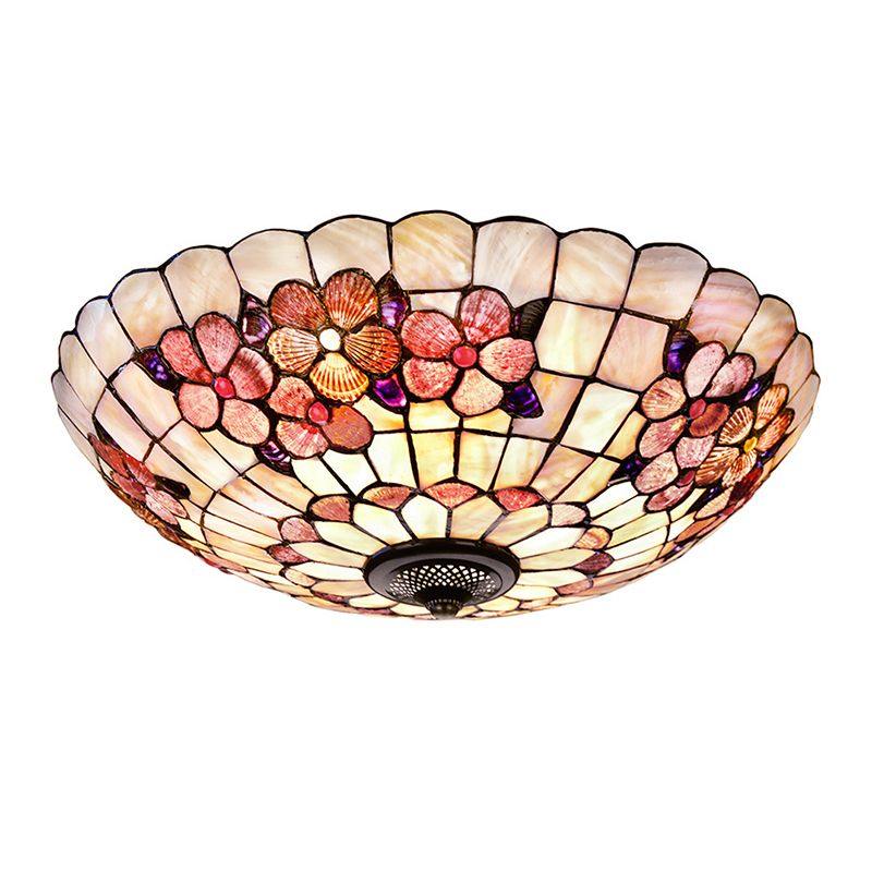 Plafonnier à motif pivoine, coquille Tiffany, 3/4 ampoules, plafonnier rose, 12"/16"/21" de diamètre