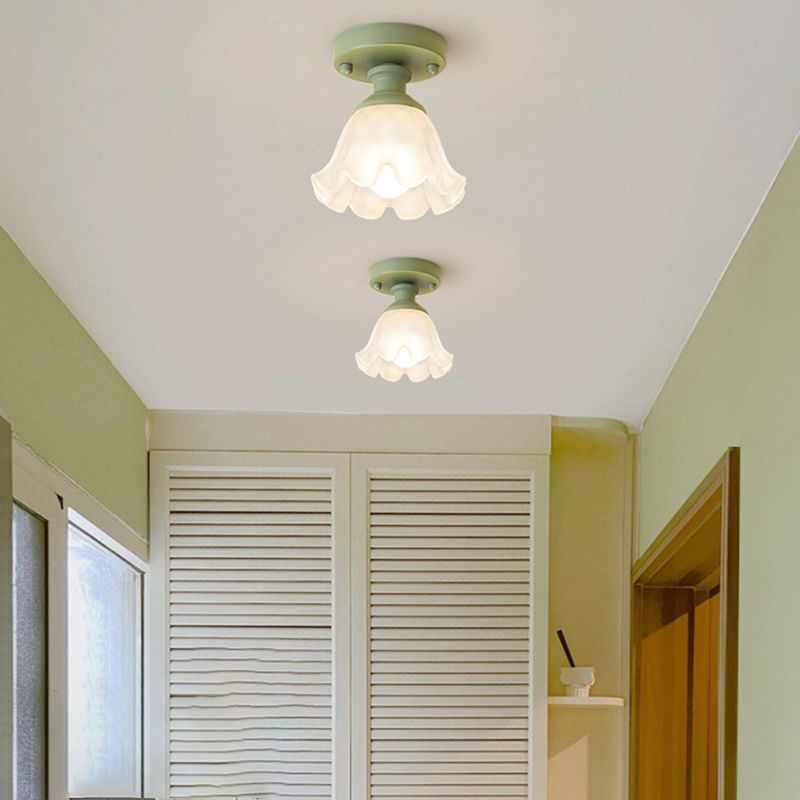 Nordic 1 Light Ceiling Light Glass Flush Mount Ceiling Light Fixture for Bedroom
