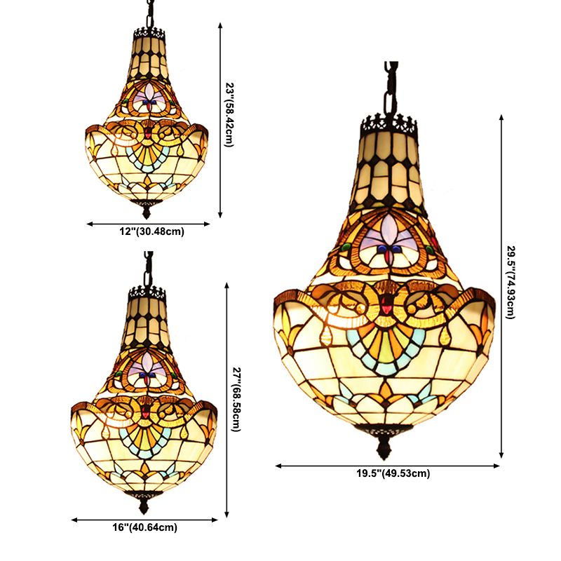 Lampadario a cupola a pendente a pendente tiffany colorato in vetro a pendente multicolore.