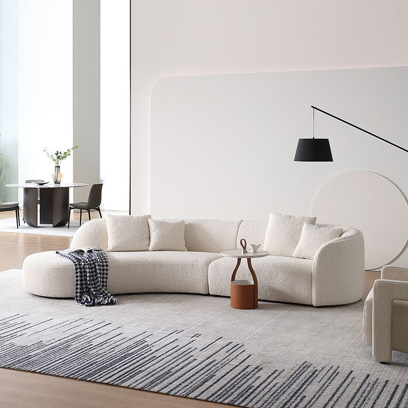 Scandinavian Beige Curved Sectional for Apartment and Living Room