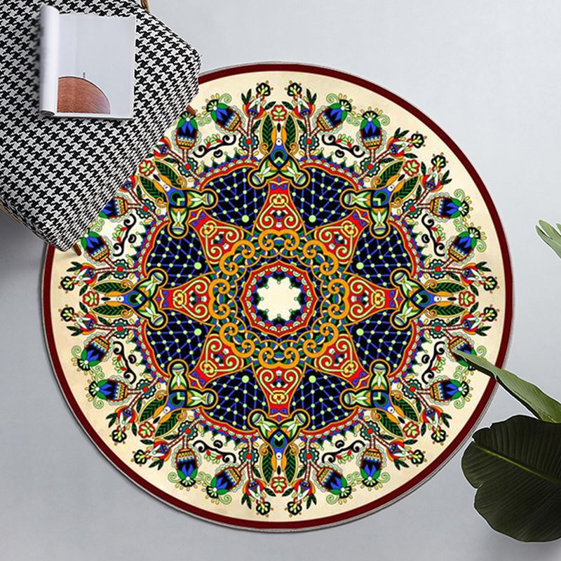 Vintage etnisch patroon Tapijten Polyester Ronde Ronde binnen Tapijt Stain Resistent Area Teken voor woonkamer