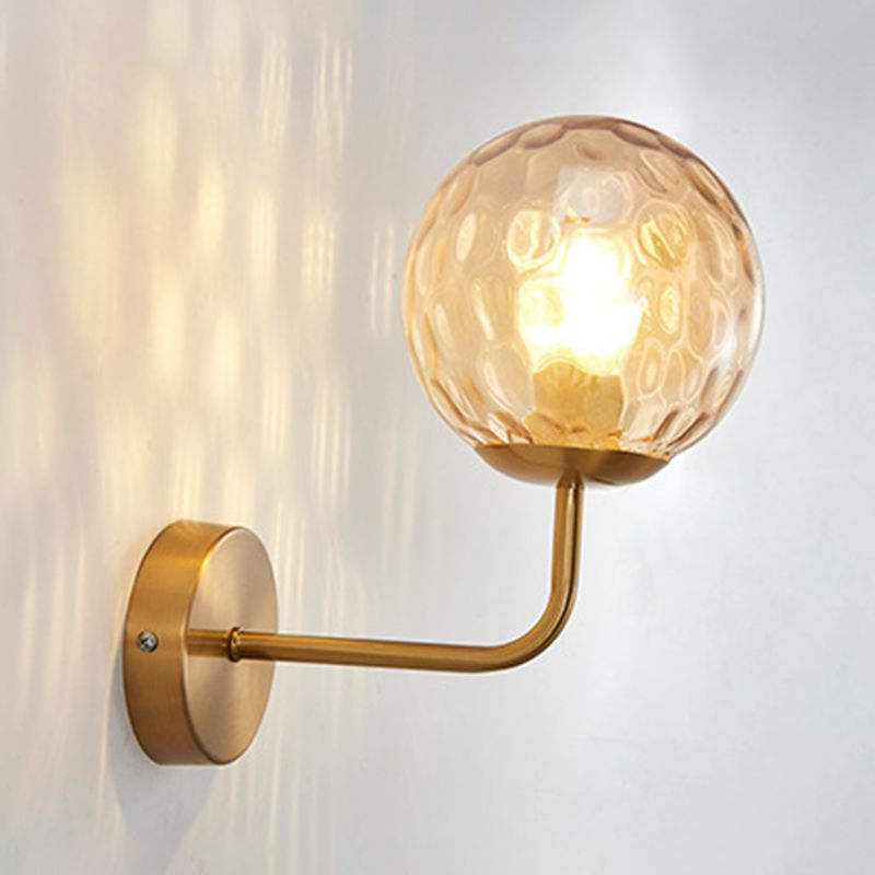 Metal Modern Wall Sconce Ball Shape Vanity Light with Glass Shade for Bathroom
