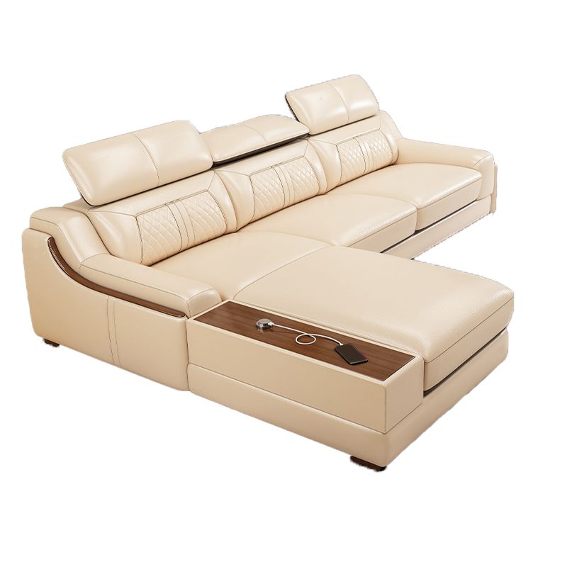 Contemporary Genuine Leather Stain-Resistant Sloped Arms Sofa & Chaise