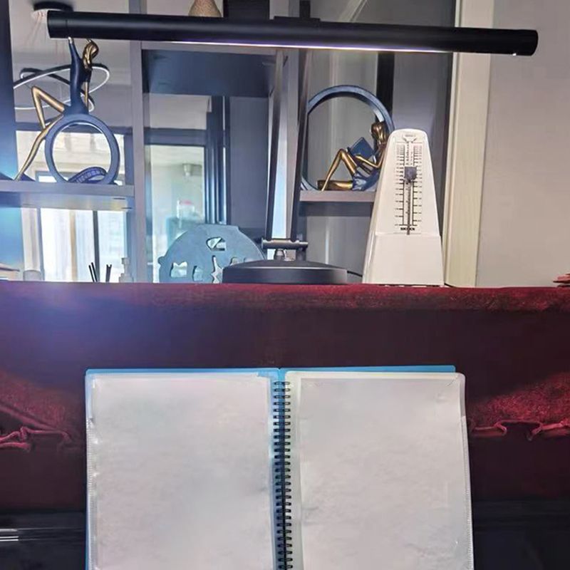 Modern Linear Table Lamp Metal Single Light Nightstand Lamp in Black