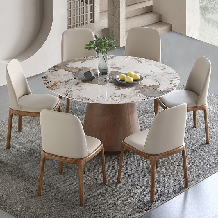 Round Dining Table Set 1/4/5/7 Pieces Solid Wood Pedestal Dining Table and Chairs