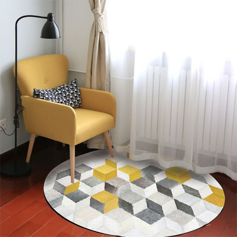 Modern Geometry Indoor Rug Multi Color Polypropylene Rug Non-Slip Backing Machine Washable Stain Resistant Rug for Sitting Room