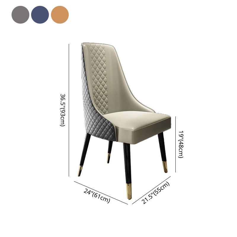 Scandinavian Style Solid Back Dining Side Chairs PU Leather Dining Side Chair for Kitchen